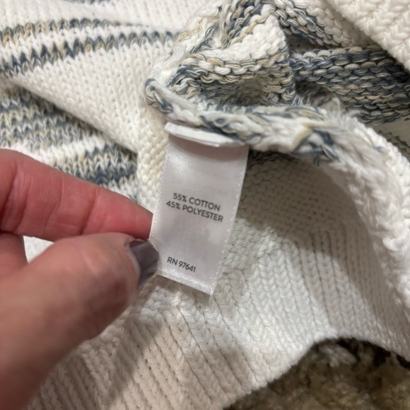 NWT J Jill Sweater XL Beach Relaxed Fit White Green Tan - Picture 11 of 12